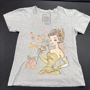 Disney Gray Short Sleeve Tee with Belle Design